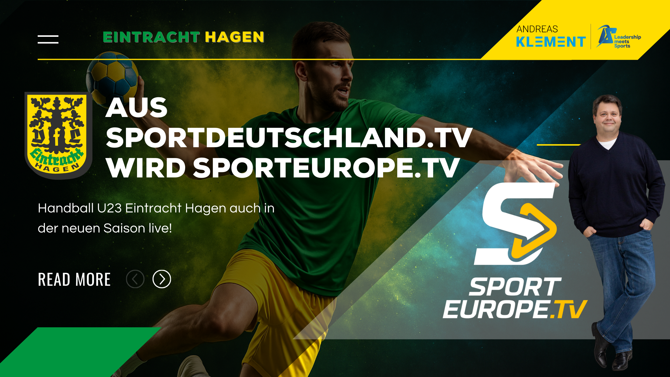 Sporteurope.TV ersetzt Sportdeutschland.TV – U23 Eintracht Hagen Handball weiterhin live, kommentiert von Andreas Klement