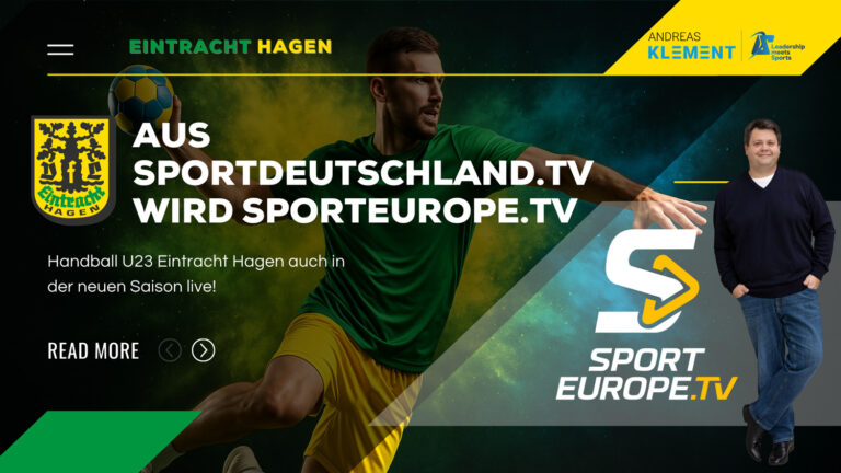 Ein neues Kapitel beginnt: Sporteurope.TV Eintracht Hagen Handball live – so lautet die Botschaft zum Start in die neue Spielzeit. Aus Sportdeutschland.TV ist Sporteurope.TV geworden. Die Plattform, die seit über zehn Jahren für Sportvielfalt steht, öffnet sich jetzt für ganz Europa. Doch für alle Fans in Hagen bleibt die wichtigste Nachricht: Die Spiele der U23 Eintracht Hagen sind weiterhin live dabei – kommentiert von Andreas Klement.